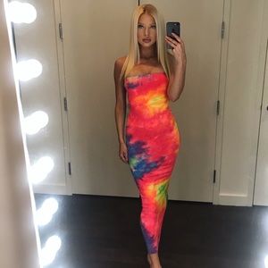 Tie dye tube top dress